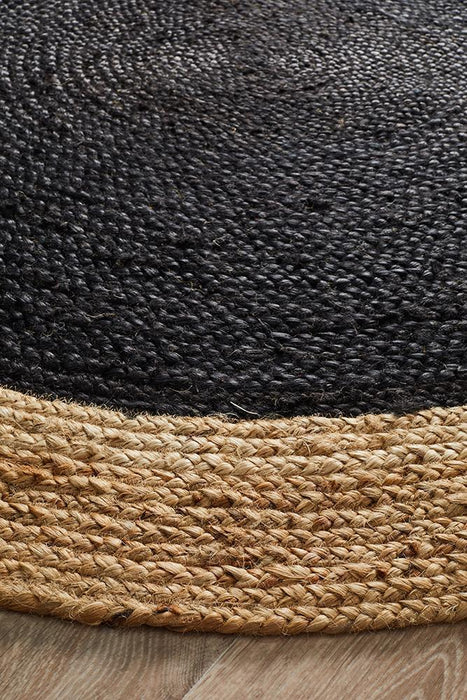 Adoni Black Round Polo Jute Rug, Rugs, Ozark Home 