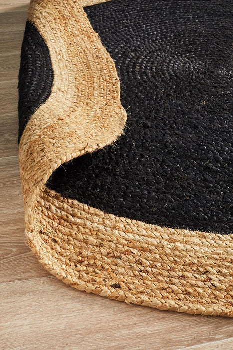 Adoni Black Round Polo Jute Rug, Rugs, Ozark Home 