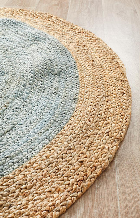 Adoni Baby Blue Round Polo Jute Rug, Rugs, Ozark Home 