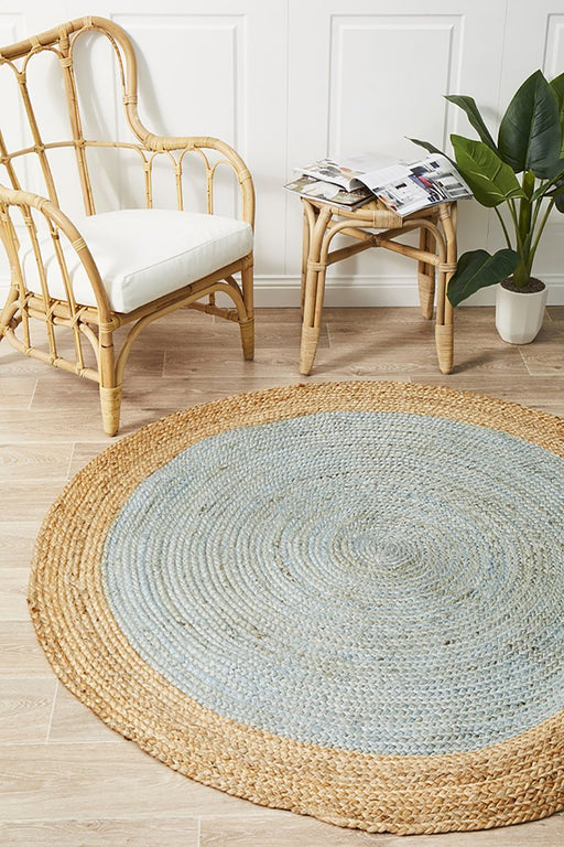 Adoni Baby Blue Round Polo Jute Rug, Rugs, Ozark Home 