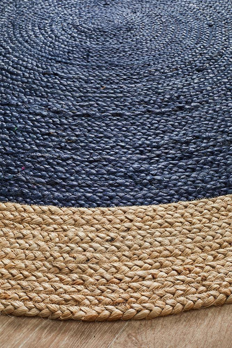 Adoni Navy Round Polo Jute Rug, Rugs, Ozark Home 