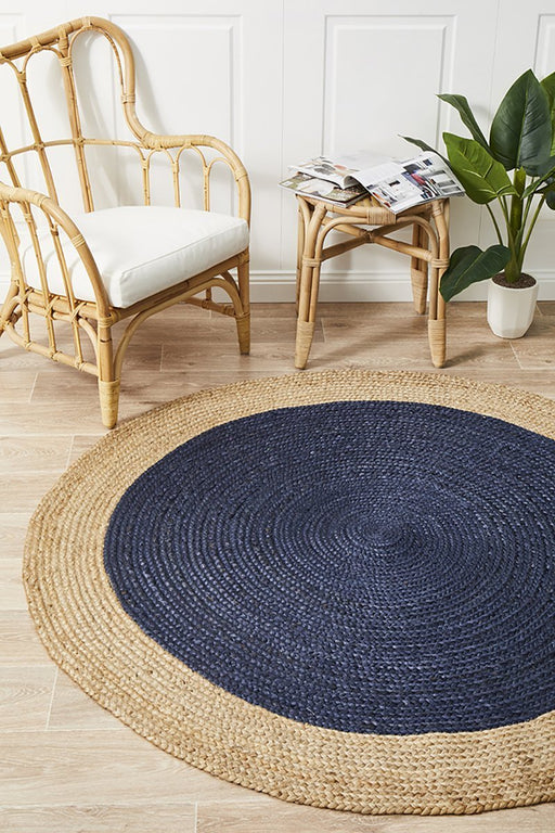 Adoni Navy Round Polo Jute Rug, Rugs, Ozark Home 