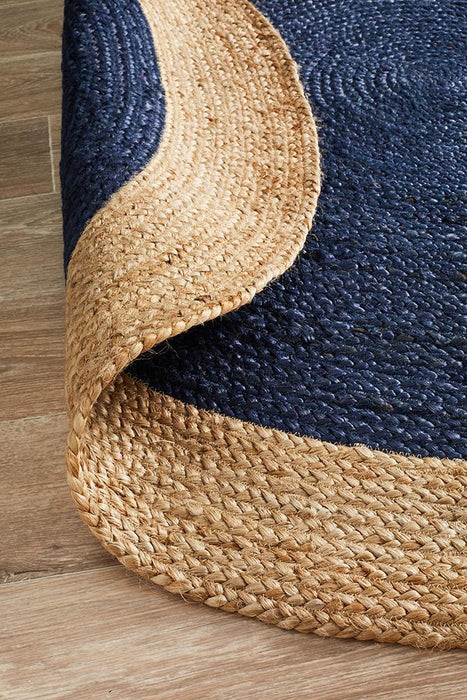 Adoni Navy Round Polo Jute Rug, Rugs, Ozark Home 