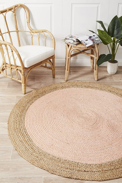 Adoni Pink Round Polo Jute Rug, Rugs, Ozark Home 