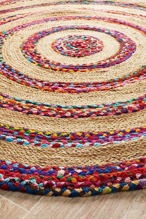 Adoni Target Round Rug, Cotton and Jute, Rugs, Ozark Home 