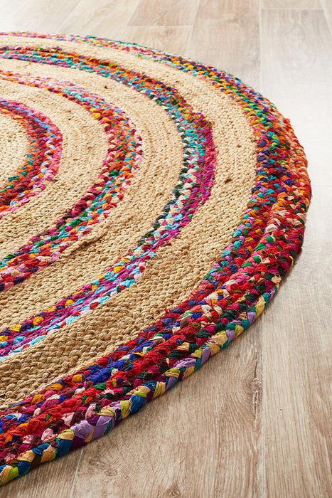 Adoni Target Round Rug, Cotton and Jute, Rugs, Ozark Home 