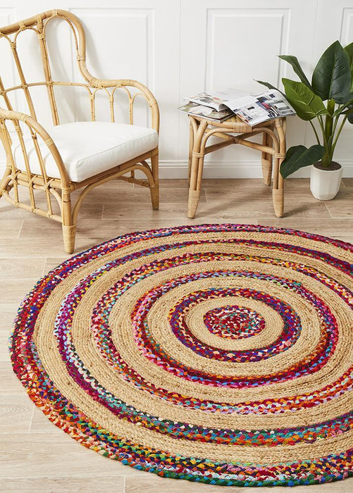 Adoni Target Round Rug, Cotton and Jute, Rugs, Ozark Home 