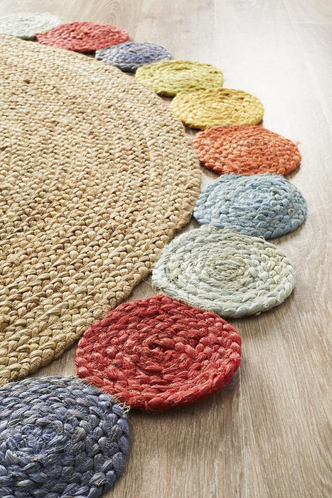 Adoni Multicoloured Tutti Round Jute Rug, Rugs, Ozark Home 