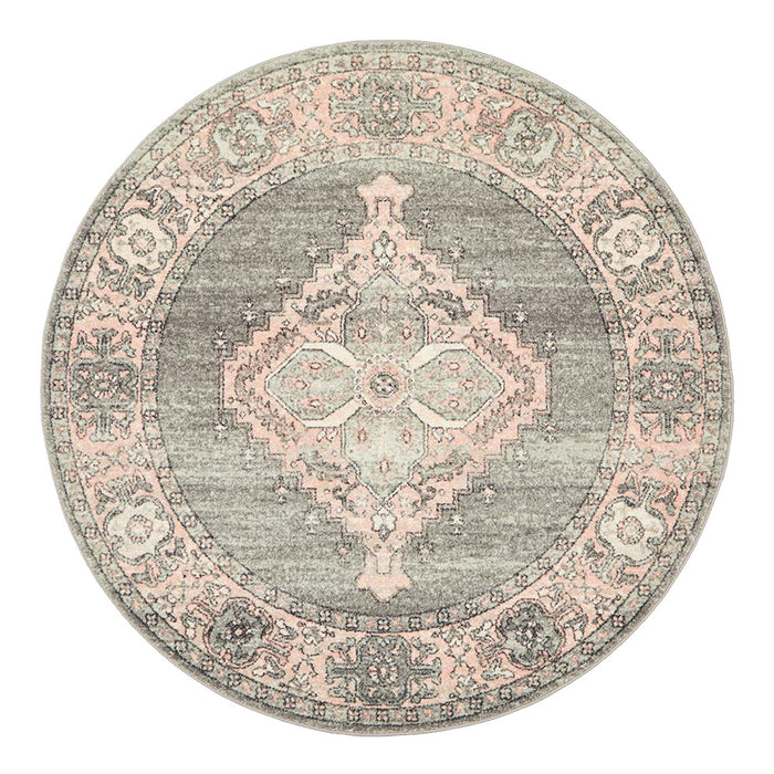 Aydin Grey Round Transitional Medallion Contemporary Rug, Rugs, Ozark Home 