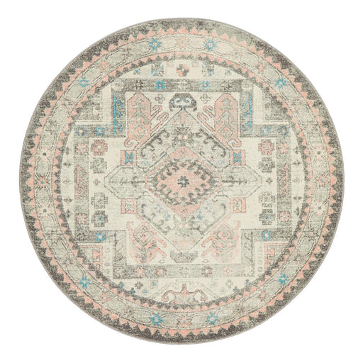 Aydin Silver Round Transitional Medallion Contemporary Rug, Rugs, Ozark Home 