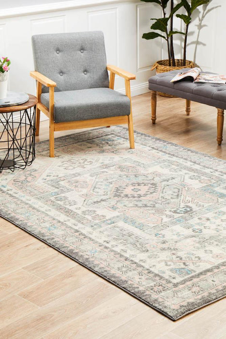 Aydin Silver Transitional Medallion Contemporary Rug, Rugs, Ozark Home 