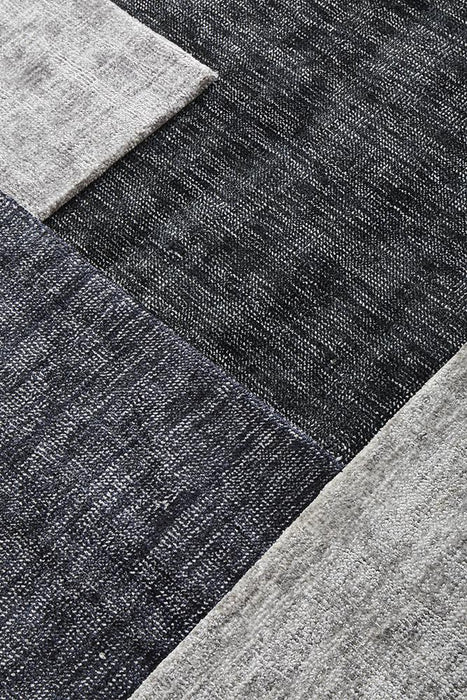 Amroha Black Handloom Viscose Contemporary Rug, Rugs, Ozark Home 