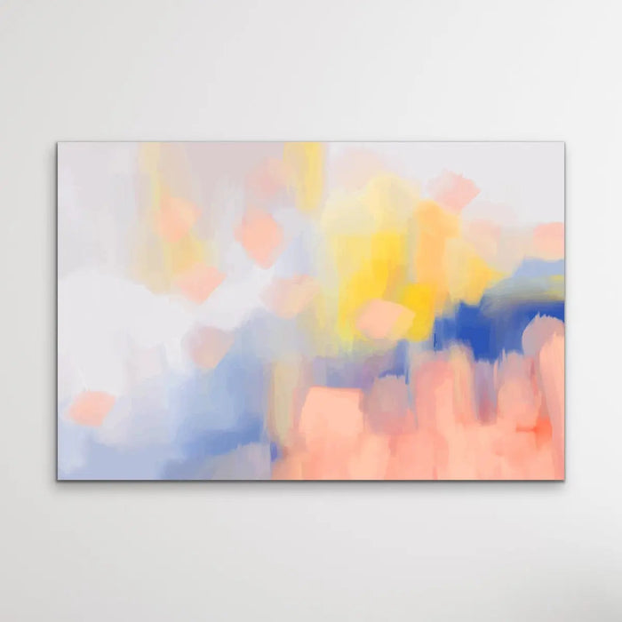 Adorned - Peach Blue and Yellow Abstract Print