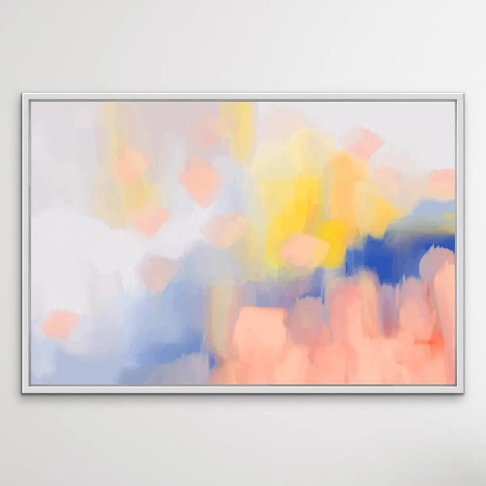 Adorned - Peach Blue and Yellow Abstract Print