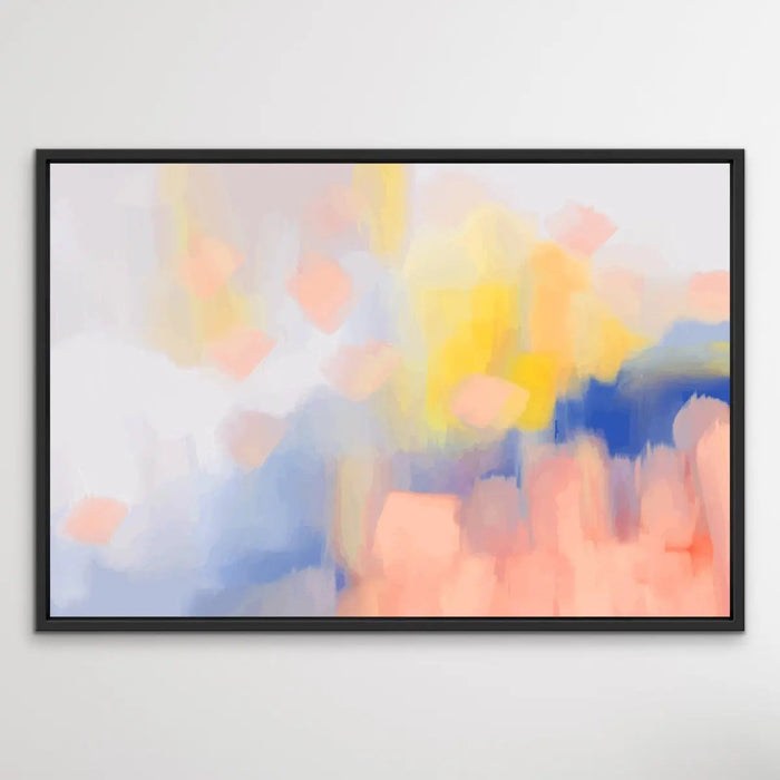 Adorned - Peach Blue and Yellow Abstract Print