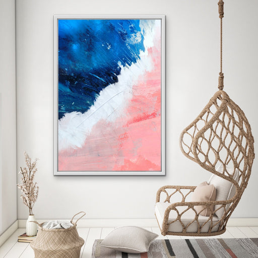 An Awesome Wave - Abstract Blue Pink Art Print Stretched Canvas Wall Art, Wall Art, Ozark Home 