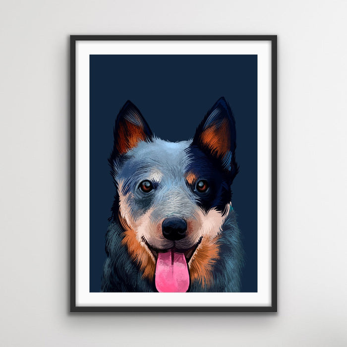 Australian Cattle Dog Landscape Art Print Stretched Canvas Wall Art, Wall Art, Ozark Home 