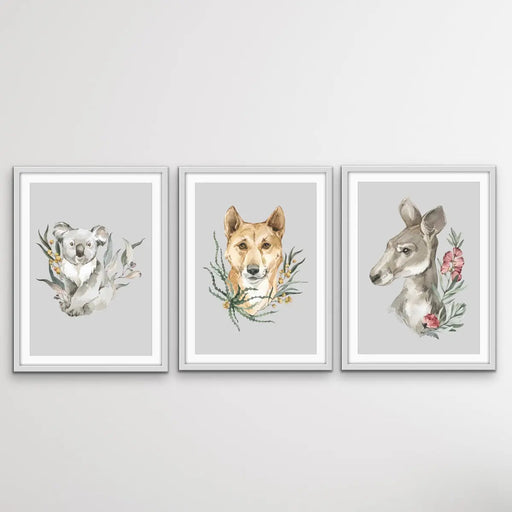 Australian Native Animal Prints Set Two - Koala, Dingo, Kangaroo, Wall Art, Ozark Home 