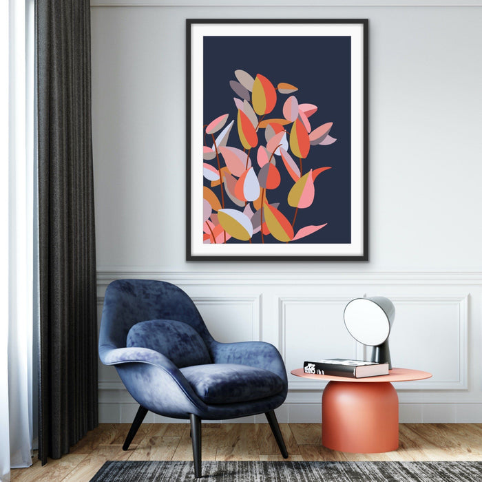 Autumn Colours - Blue Red Yellow Art Original Print