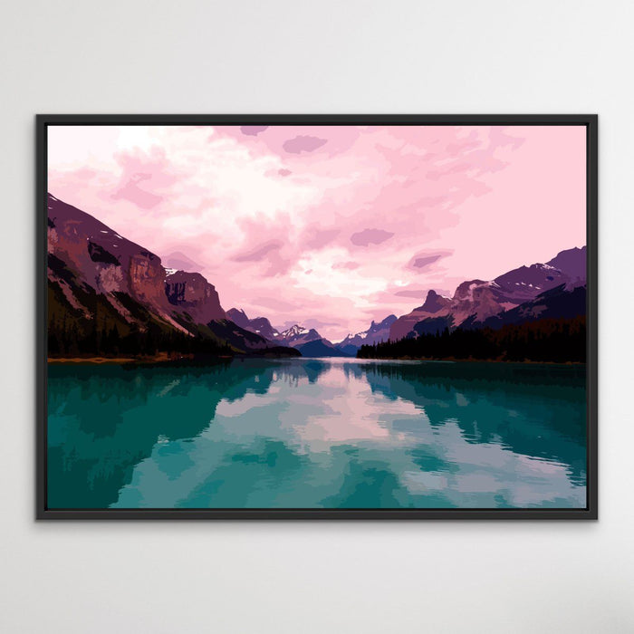 Away From It All - Vivid Mountain Landscape Print in Pink and Green