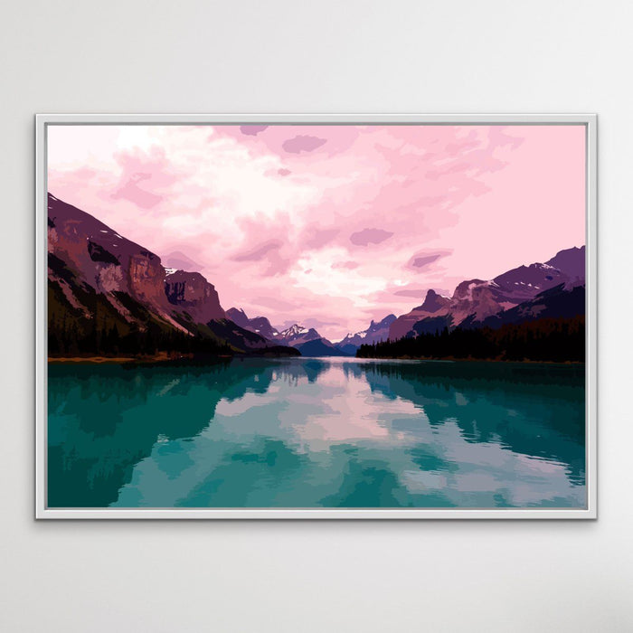 Away From It All - Vivid Mountain Landscape Print in Pink and Green