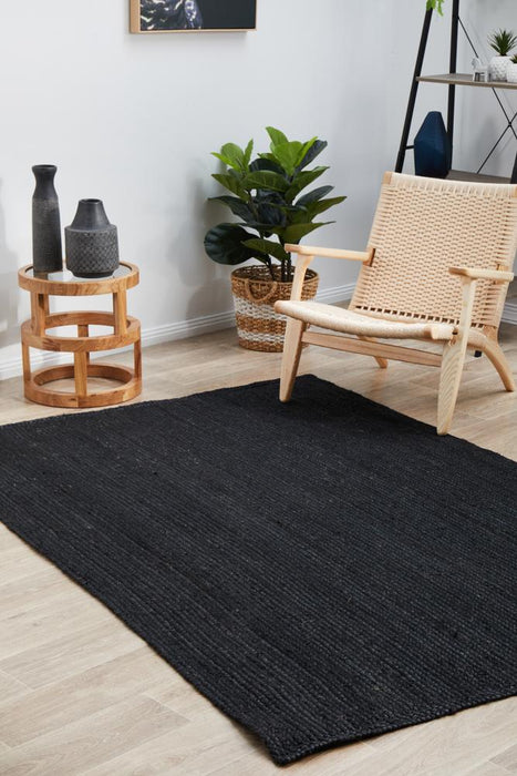 Bagli Black Rectangle Chunky Jute Rug, Rugs, Ozark Home 