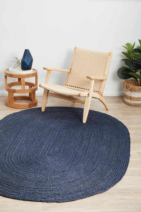 Bagli Navy Oval Chunky Jute Rug, Rugs, Ozark Home 