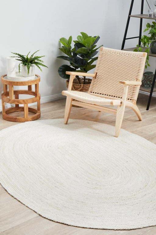 Bagli White Oval Chunky Jute Rug, Rugs, Ozark Home 