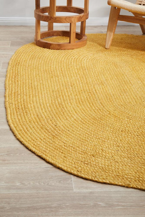 Bagli Yellow Oval Chunky Jute Rug, Rugs, Ozark Home 