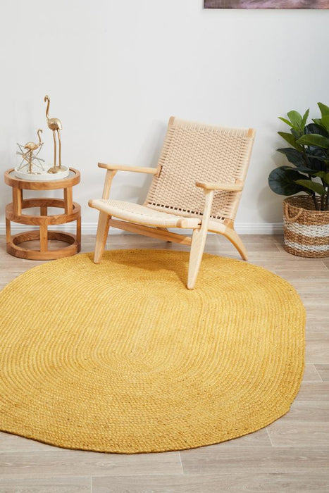 Bagli Yellow Oval Chunky Jute Rug, Rugs, Ozark Home 