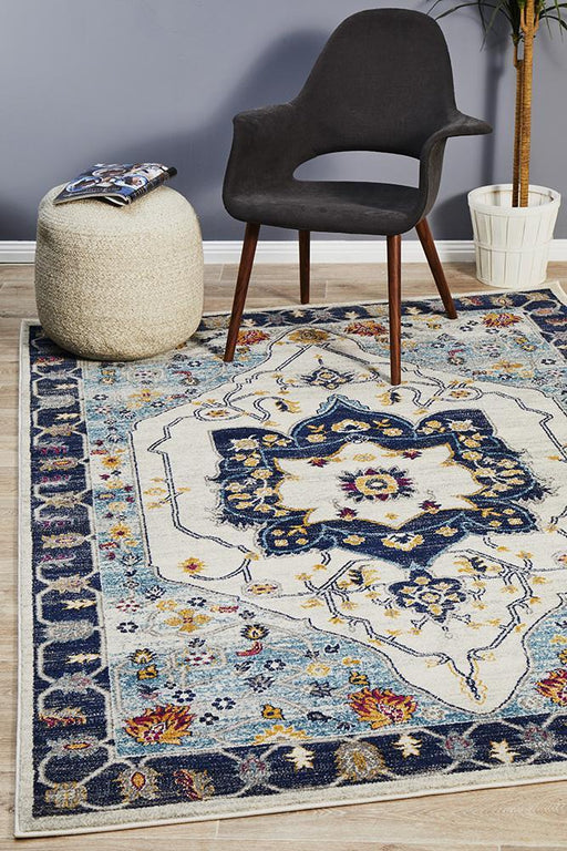 Bursa Blue Floral Medallion Vintage Rug, Rugs, Ozark Home 