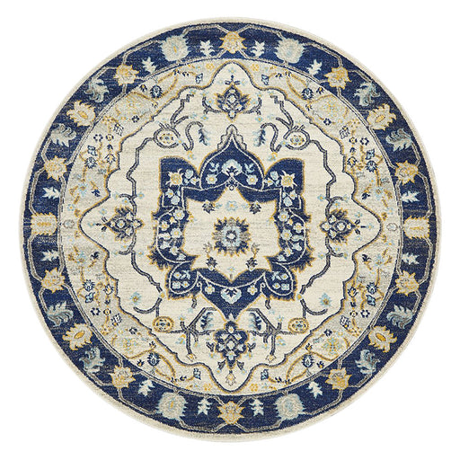 Bursa Navy Round Floral Medallion Vintage Rug, Rugs, Ozark Home 