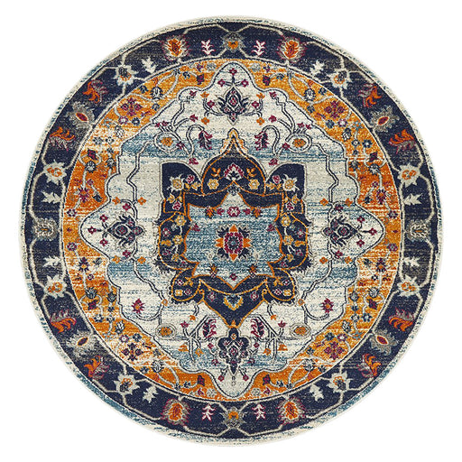 Bursa Rust Round Floral Medallion Vintage Rug, Rugs, Ozark Home 