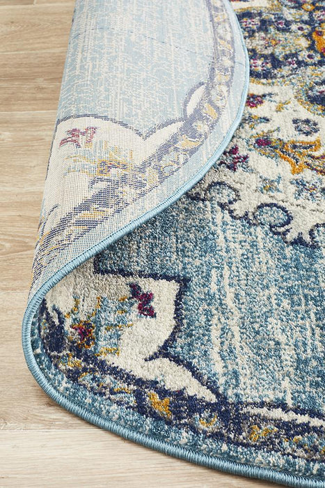 Bursa Baby Blue Round Floral Medallion Vintage Rug, Rugs, Ozark Home 