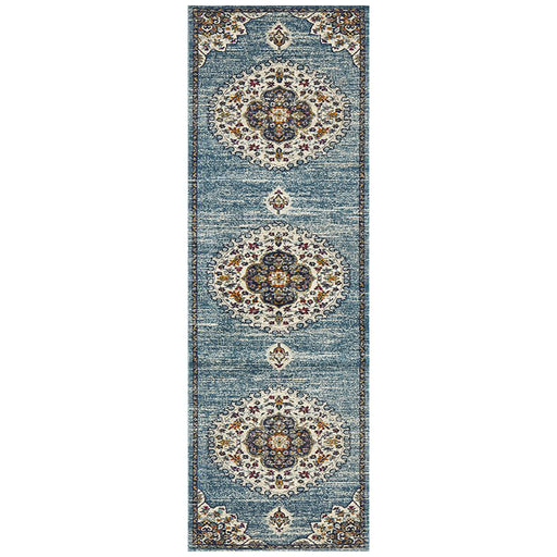 Bursa Baby Blue Floral Medallion Vintage Runner Rug, Rugs, Ozark Home 