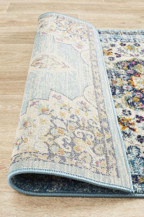 Bursa Baby Blue Floral Medallion Vintage Runner Rug, Rugs, Ozark Home 