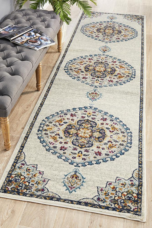 Bursa White Floral Medallion Vintage Runner Rug, Rugs, Ozark Home 