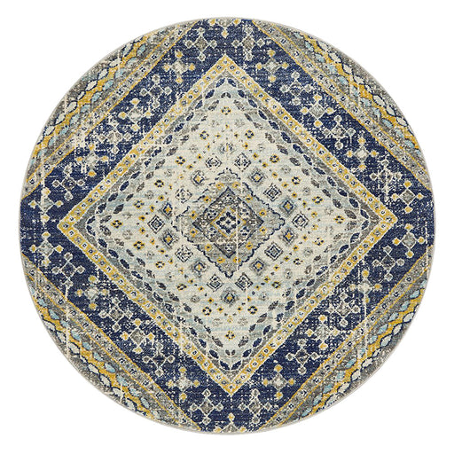 Bursa Navy Round Diamond Medallion Vintage Rug, Rugs, Ozark Home 