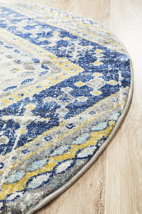 Bursa Navy Round Diamond Medallion Vintage Rug, Rugs, Ozark Home 