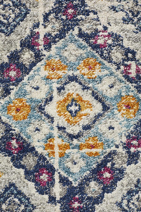 Bursa White Round Diamond Medallion Vintage Rug, Rugs, Ozark Home 