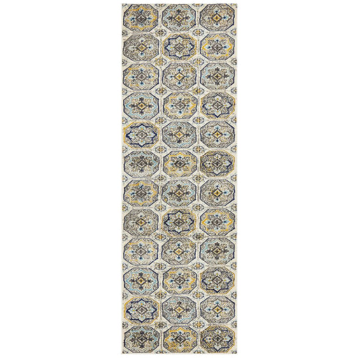 Bursa Blue Grid Medallion Vintage Runner Rug, Rugs, Ozark Home 