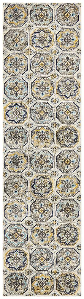 Bursa Blue Grid Medallion Vintage Rug, Rugs, Ozark Home 