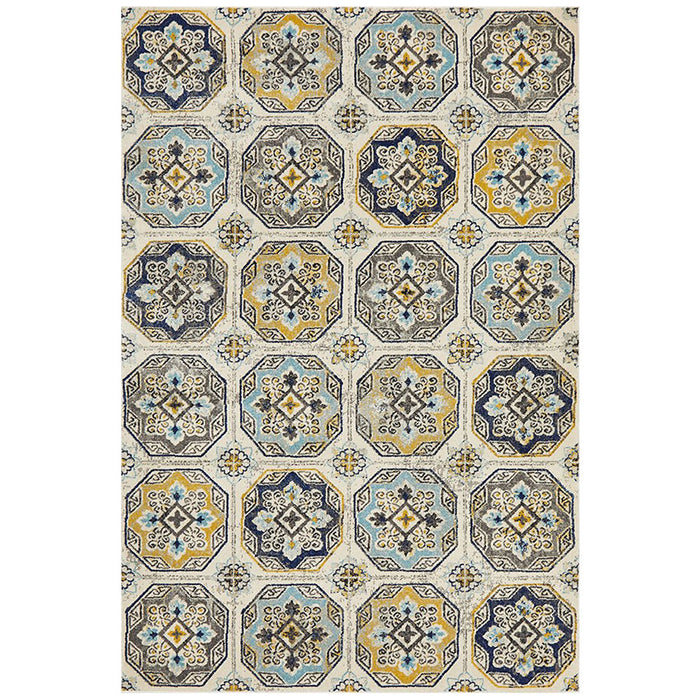 Bursa Blue Grid Medallion Vintage Rug, Rugs, Ozark Home 