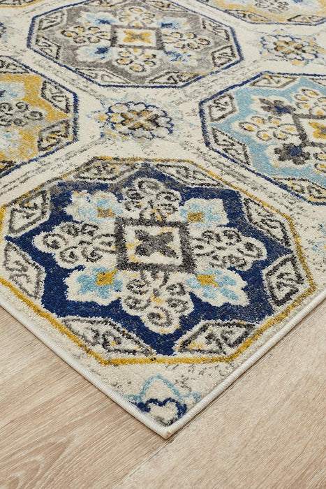 Bursa Blue Grid Medallion Vintage Rug, Rugs, Ozark Home 