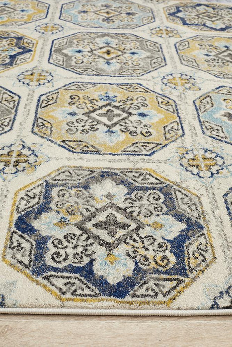 Bursa Blue Grid Medallion Vintage Rug, Rugs, Ozark Home 