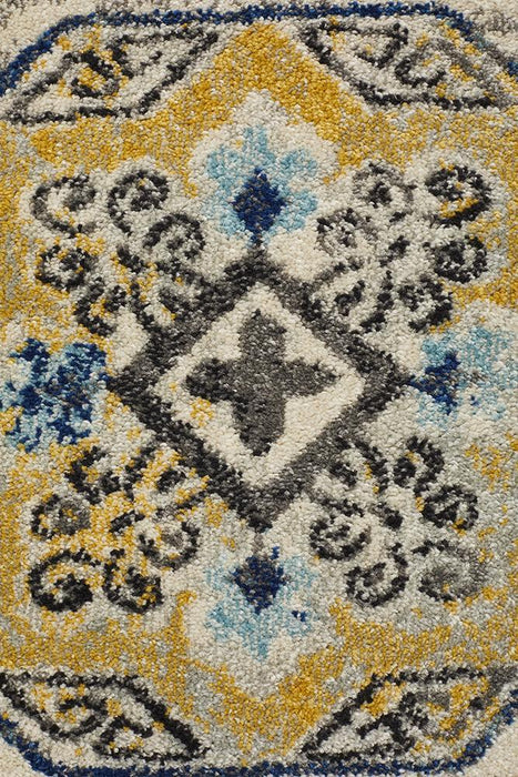 Bursa Blue Grid Medallion Vintage Rug, Rugs, Ozark Home 