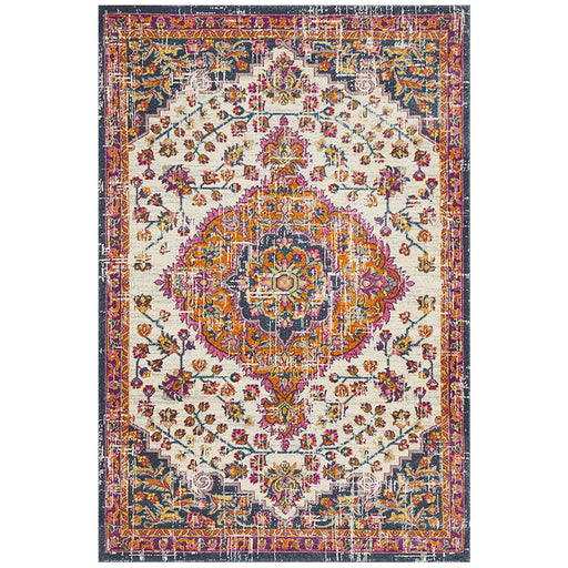 Bursa White Floral Crosshatch Medallion Vintage Rug, Rugs, Ozark Home 