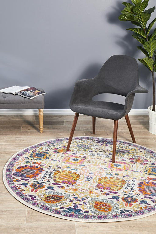 Bursa Multicoloured Round Floral Pattern Vintage Rug, Rugs, Ozark Home 