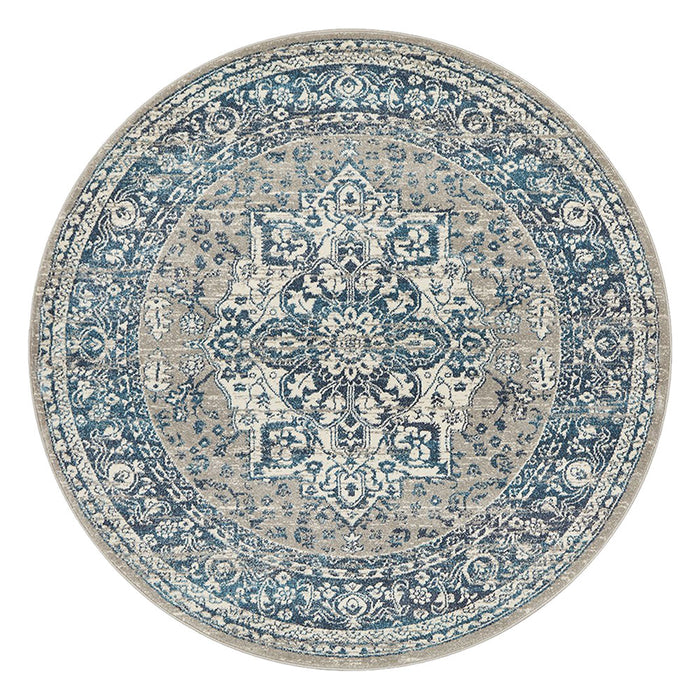 Bursa Blue Mist Round Floral Medallion Vintage Rug, Rugs, Ozark Home 