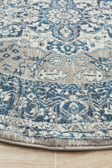 Bursa Blue Mist Round Floral Medallion Vintage Rug, Rugs, Ozark Home 